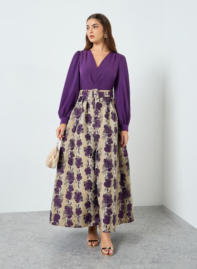 ستايلي فستان طويل بأكمام بالون وطبعة أزهار - Image 5